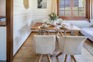 Dining - Holiday Home 'Almhütte ' with Terrace, Garden and Wi-Fi (Ulrichstein)