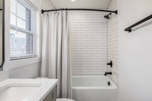 Hair dryer, towels, toilet paper