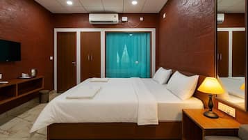 Deluxe Double Room, 1 Queen Bed with Sofa bed, Pool View | Premium bedding, in-room safe, soundproofing, iron/ironing board