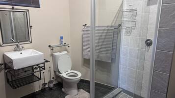 Secador de pelo, toallas, jabón y papel higiénico