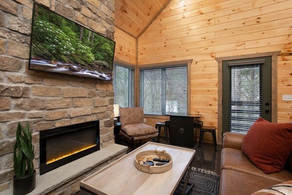 TV, fireplace, offices