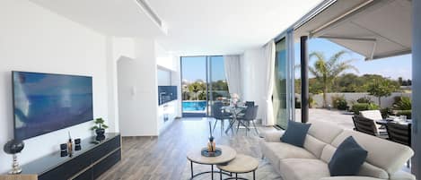 Villa, 3 chambres, piscine privée, vue sur le jardin | Aire de séjour