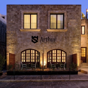 Front of property - evening/night - Arthur Suites (Rhodes)