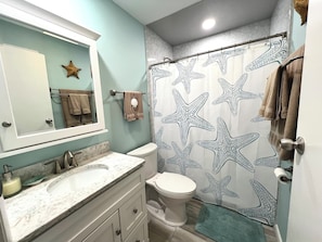 Shower, hair dryer, towels, soap - Spacious 3-bedroom condo steps away from every thing in Ocean City! (Ocean City)