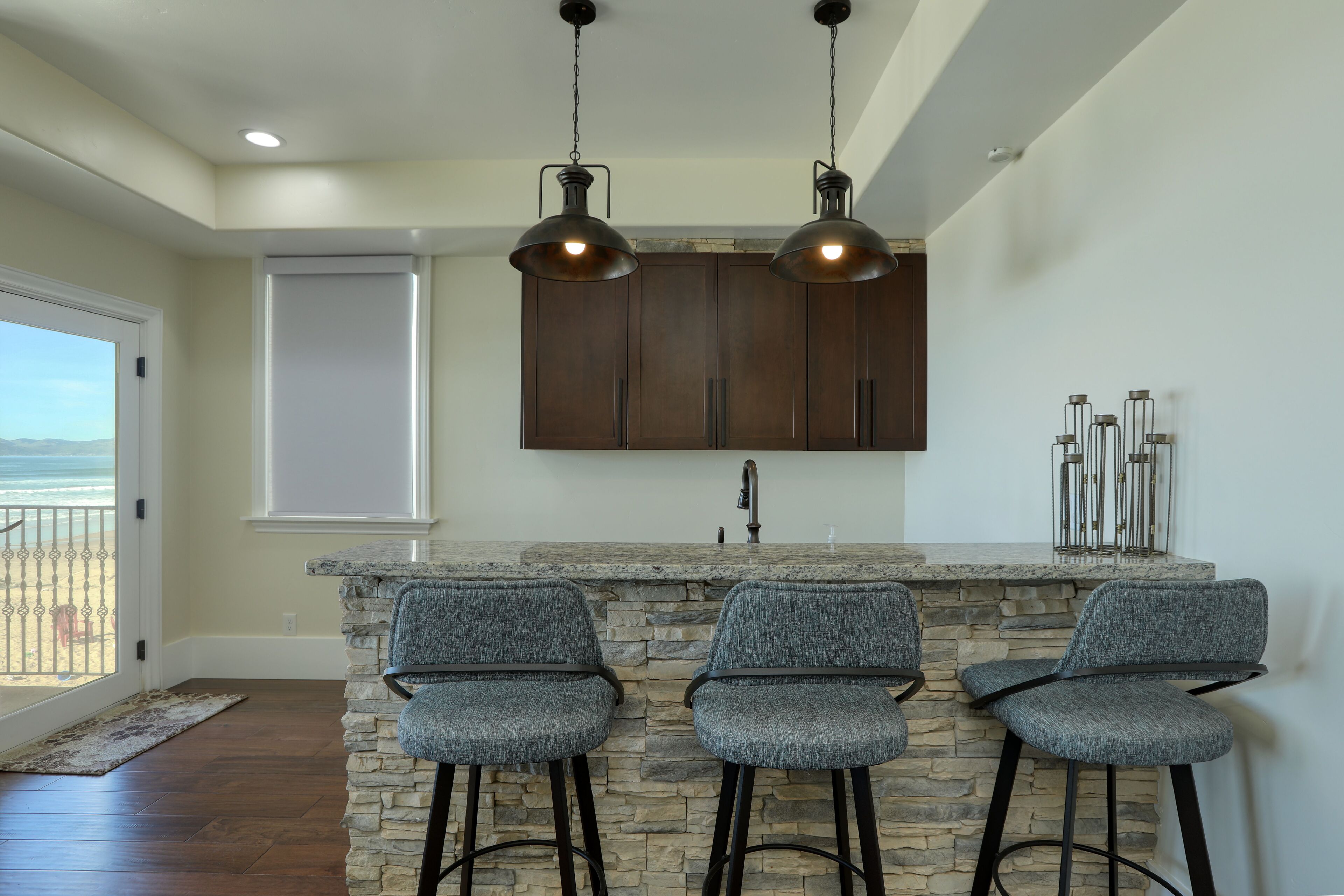 Wetbar in Upstairs Living Room Oceanfront 3 Bedroom Vacation Ren