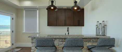 Wetbar in Upstairs Living Room Oceanfront 3 Bedroom Vacation Ren