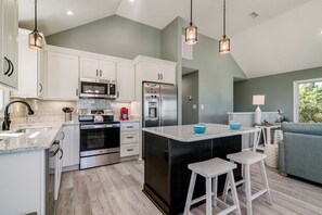 Fridge, microwave, oven, stovetop - Newly constructed pet-friendly Hatteras Island home with hot tub (Avon)