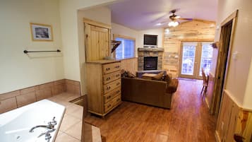Riverfront Cottage | Premium bedding, pillowtop beds, blackout drapes, iron/ironing board