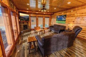 Smart TV, fireplace, video games, printers