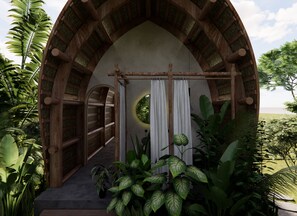 Luksusmökki, vuoristonäköala | Kylpyhuone | Tohvelit, pyyhkeet