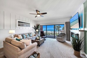 Smart TV, fireplace - Coral Reef Unit #203 , "PARADISE AWAITS",  Beach Chairs included! (Panama City Beach)