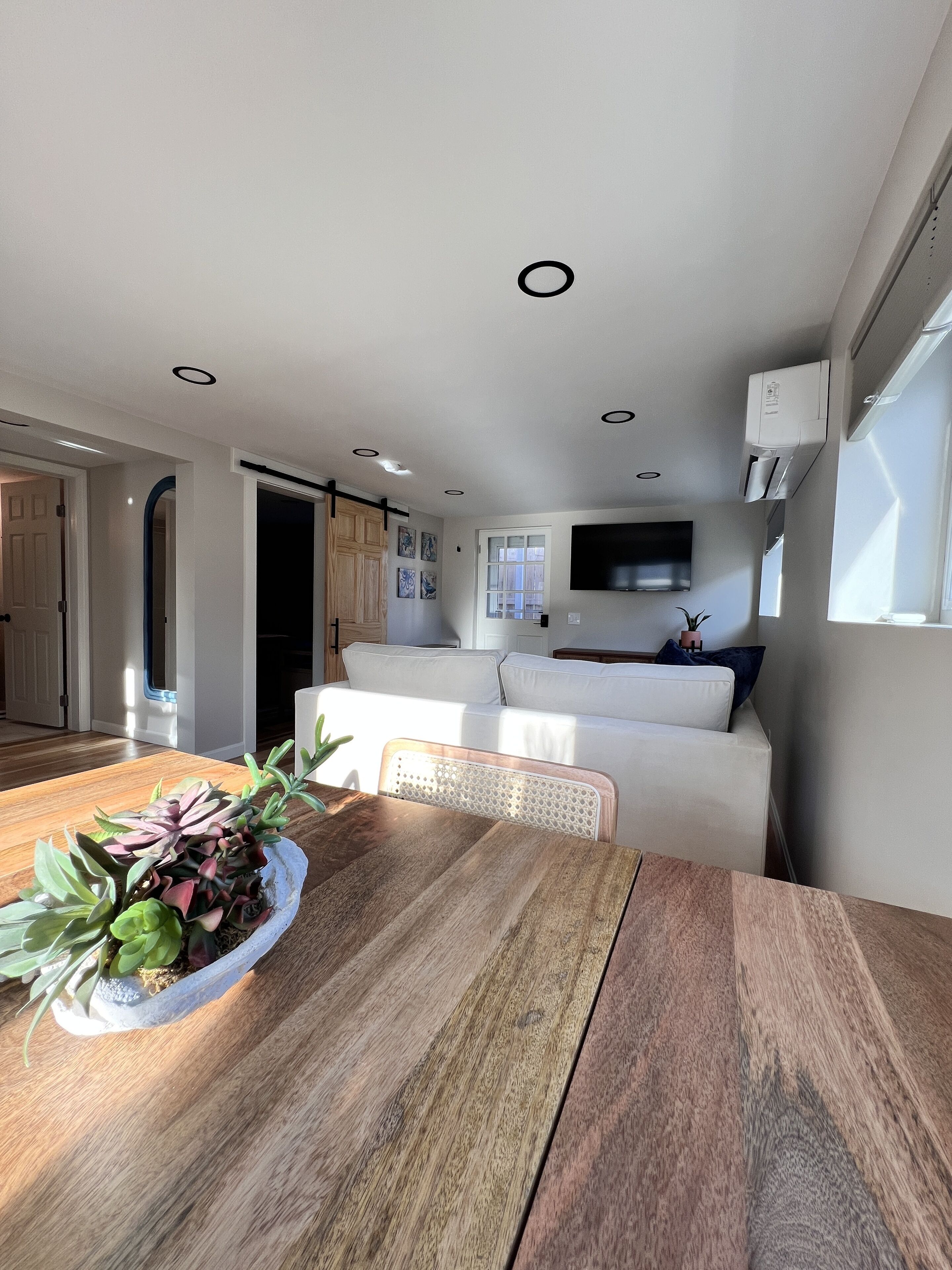 Deluxe Condo | Living area | 55-inch Smart TV with digital channels, smart speakers