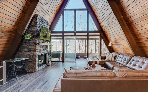 Smart TV, fireplace, video games