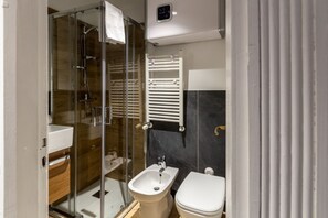 Shower, hair dryer, bidet, shampoo