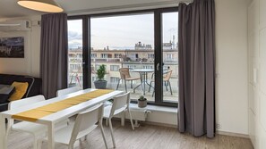 Deluxe Apartment, 1 Bedroom | 1 bedroom, blackout curtains, soundproofing, iron/ironing board - Cozy Apartment with Big Terrace - Karlín (Prague)