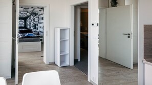 Deluxe Apartment, 1 Bedroom | 1 bedroom, blackout drapes, soundproofing, iron/ironing board - Cozy Apartment with Big Terrace - Karlín (Prague)