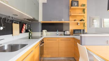 Fridge, microwave, oven, dishwasher