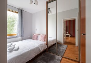 1 bedroom, iron/ironing board, bed sheets