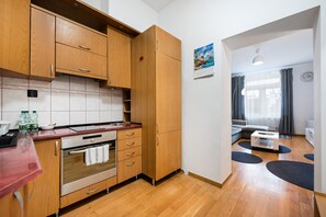 Fridge, oven, stovetop - Chmiena City Centre Apartment (Warszawa)