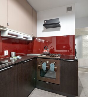 Fridge, oven, stovetop, dishwasher - Winogrady Loft Apartment (Poznań)