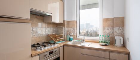 Fridge, oven, stovetop
