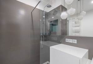 Ducha, secador de pelo, toallas