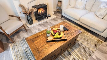 TV, fireplace