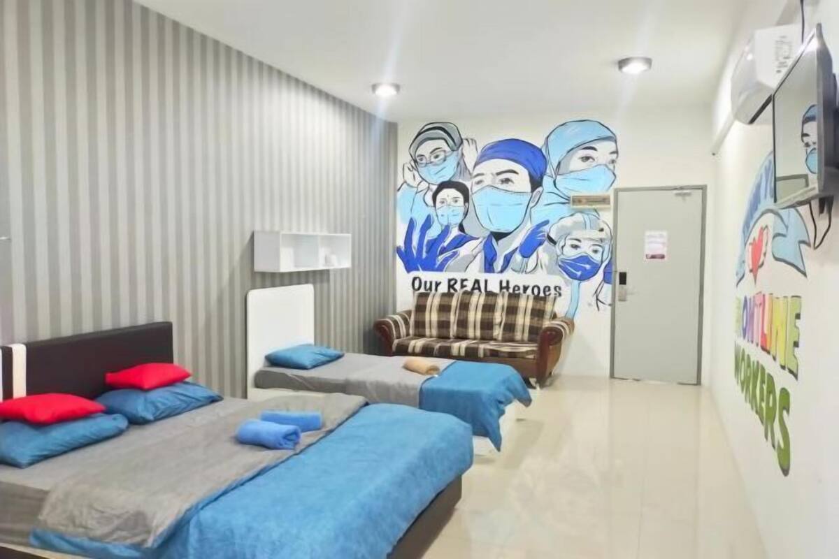1 bedroom, desk, laptop workspace, iron/ironing board