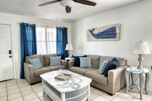 Living area - Newly updated, cozy beach retreat.  Duplex one mile from the white sandy beaches (Panama City)