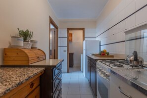 Fridge, oven, stovetop, cookware/dishes/utensils