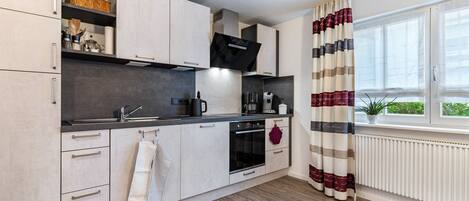 Fridge, oven, stovetop, dishwasher