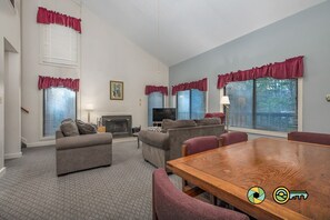 Tv, eldstad och dvd-spelare