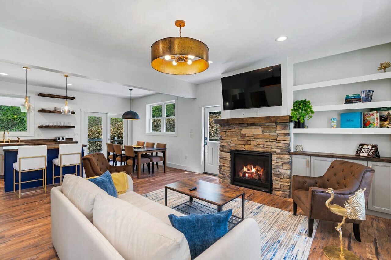 Smart TV, fireplace, video games, books