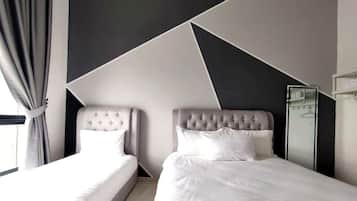 Apartemen | 3 kamar tidur, meja kerja, tirai kedap cahaya, dan setrika/meja setrika