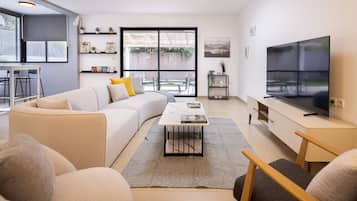 Villa, 5 Bedrooms, Patio, Garden View | Living area | 65-inch Smart TV with digital channels