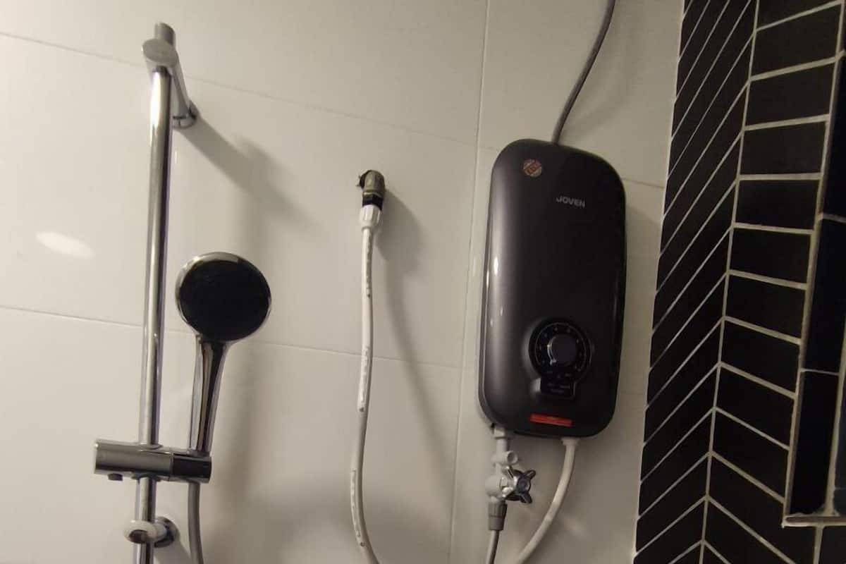 Shower, bidet, towels, soap