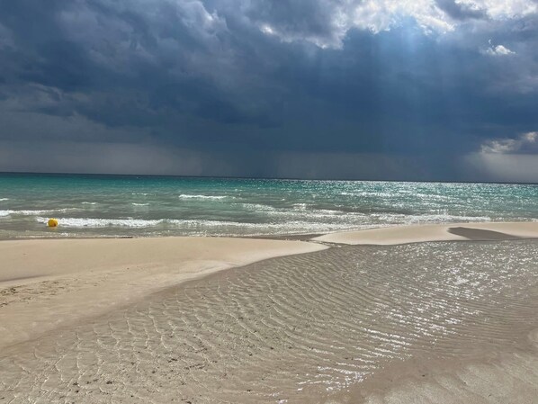 Beach nearby, sun loungers