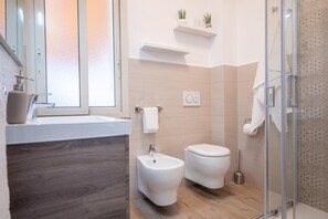 Dusche, Haartrockner, Bidet, Handtücher