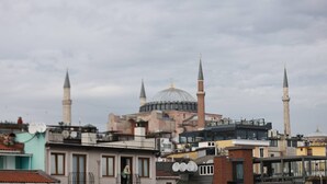 A cityscape with a prominent mosque featuring two minarets and a large dome, surrounded by residential buildings. - Room-deluxe Double Room 4 (Istanbul)