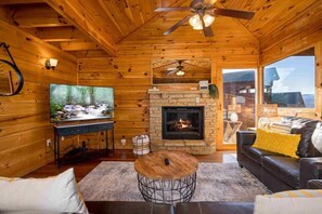 TV, fireplace, offices - Breezy Ridge Cabin by Beyond Expectations with Hot Tub (Sevierville)