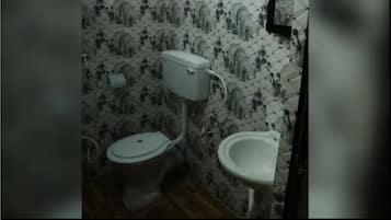 Shower, rainfall showerhead, bidet, towels