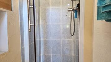 Hair dryer, towels, toilet paper