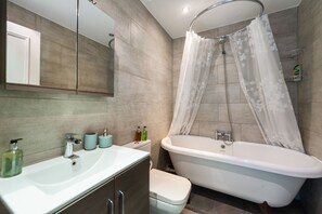 Eco-friendly toiletries, hair dryer, towels, soap