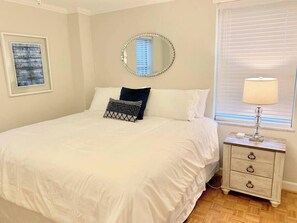 1 bedroom, desk, iron/ironing board, travel cot