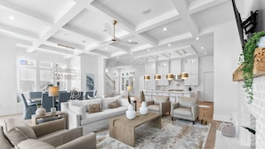 TV, fireplace, offices - 30A White Dunes Retreat-Luxury Compound, Large Private Pool and Outdoor Space (Santa Rosa Beach)