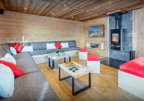 TV, fireplace, video games, DVD player