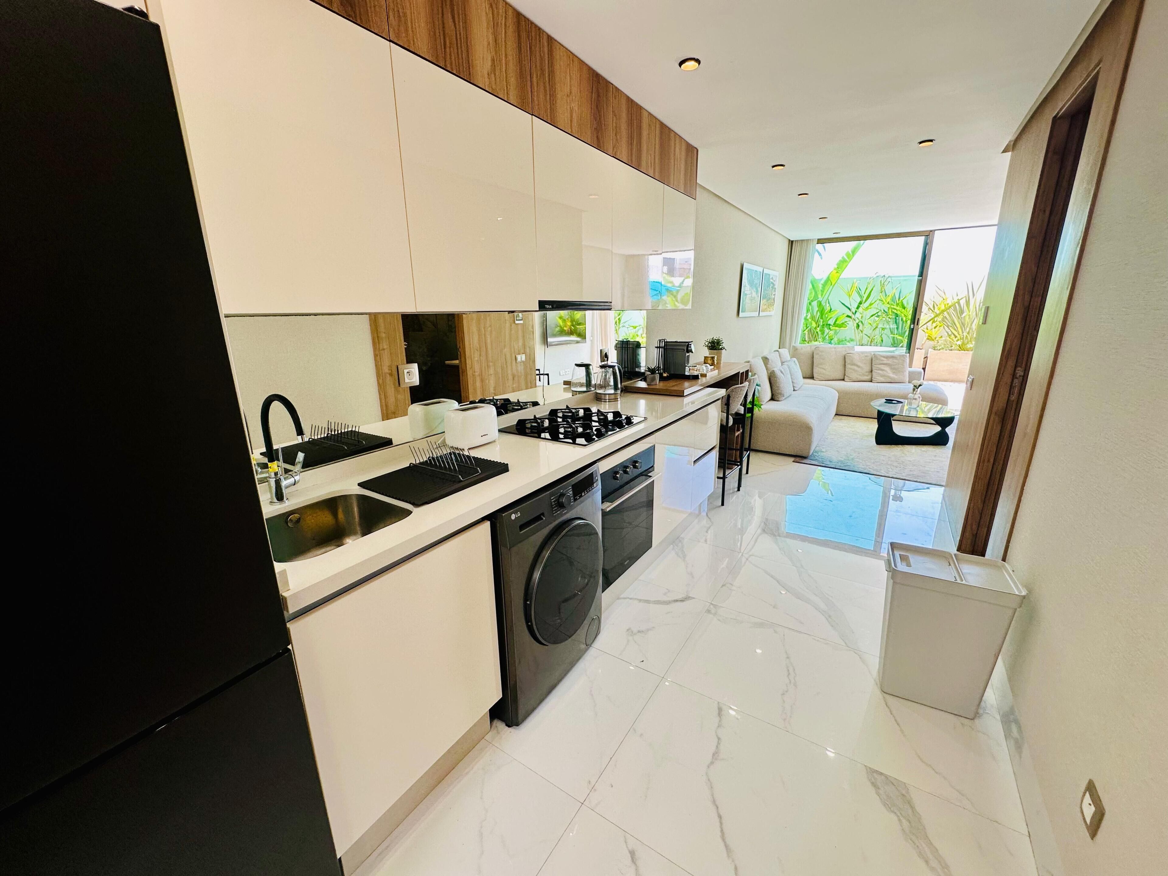 Deluxe-Apartment, Nichtraucher, Terrasse | Eigene Küche | Großer Kühlschrank, Ofen, Herdplatte, Espressomaschine