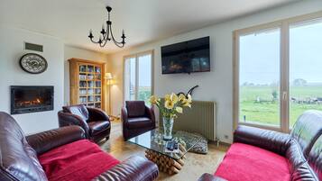 TV, fireplace, stereo