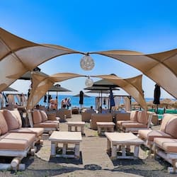 Private beach, black sand, beach bar