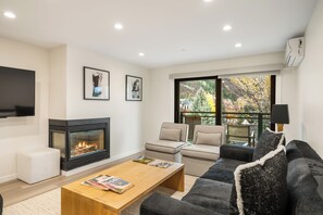TV, fireplace